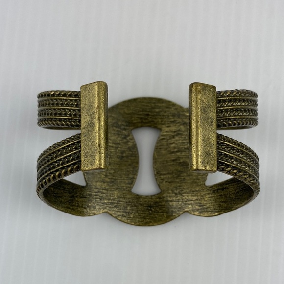 Brass Cuff Bracelet Braided Design - Picture 3 of 5